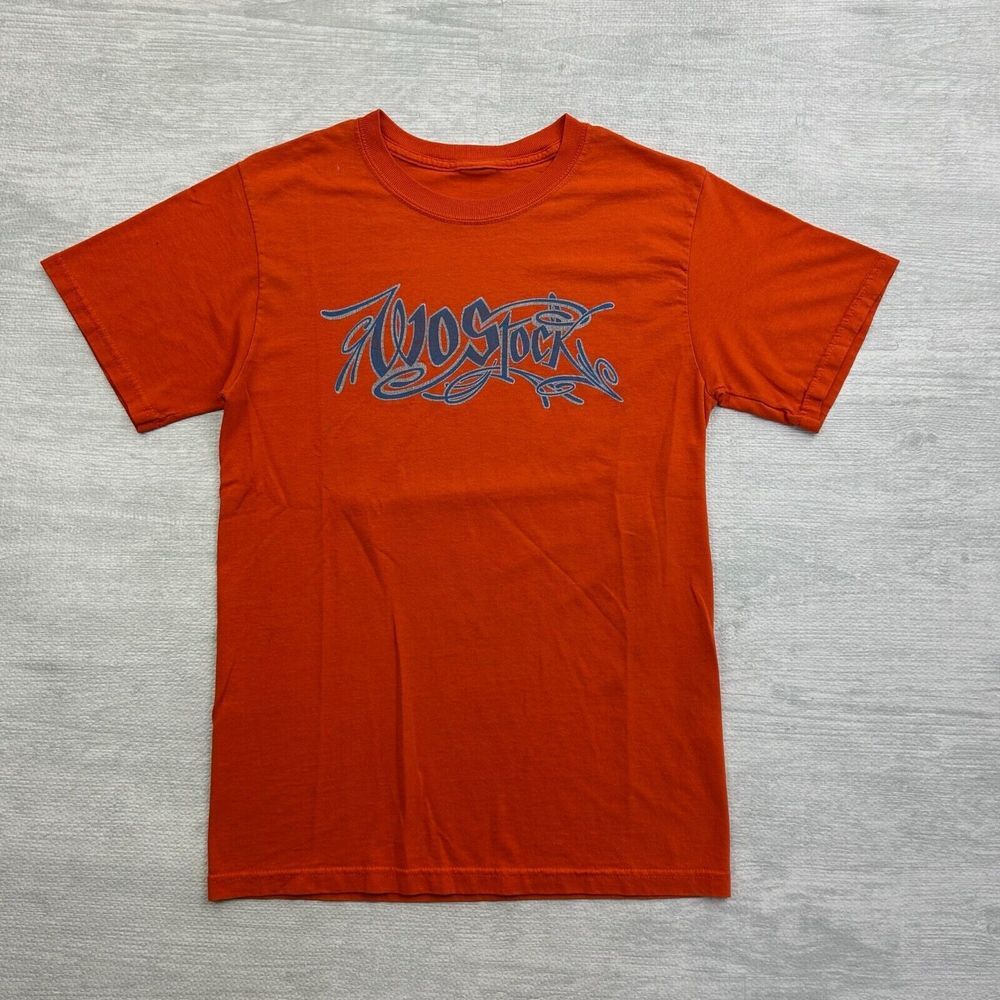 Vintage Y2K Wostock Festival Shirt Adult Small Orange Holland Michigan Concert